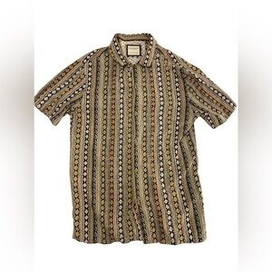 Denim & Flower Pattern Shirt / Size Small